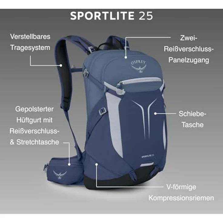 Osprey Sportlite 25, Wanderrucksack in Torrent Blue mit AirScape Rückenplatte und verstellbarer Oberkörperlänge – Bild 3