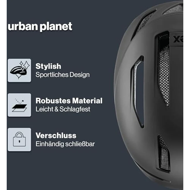 Uvex urban Planet, robuster City-Helm aus Recyclingmaterial mit optimierter Belüftung, schwarz matt, 54-58 cm – Bild 2