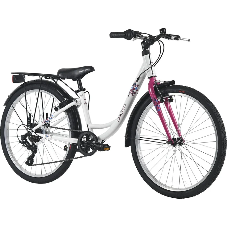 Dacapo CINDY, Kindervelo 24" mit 7-Gang SHIMANO Schaltung, V-Brakes, Schutzbleche und Gepäckträger für Körpergrößen 130-150 cm