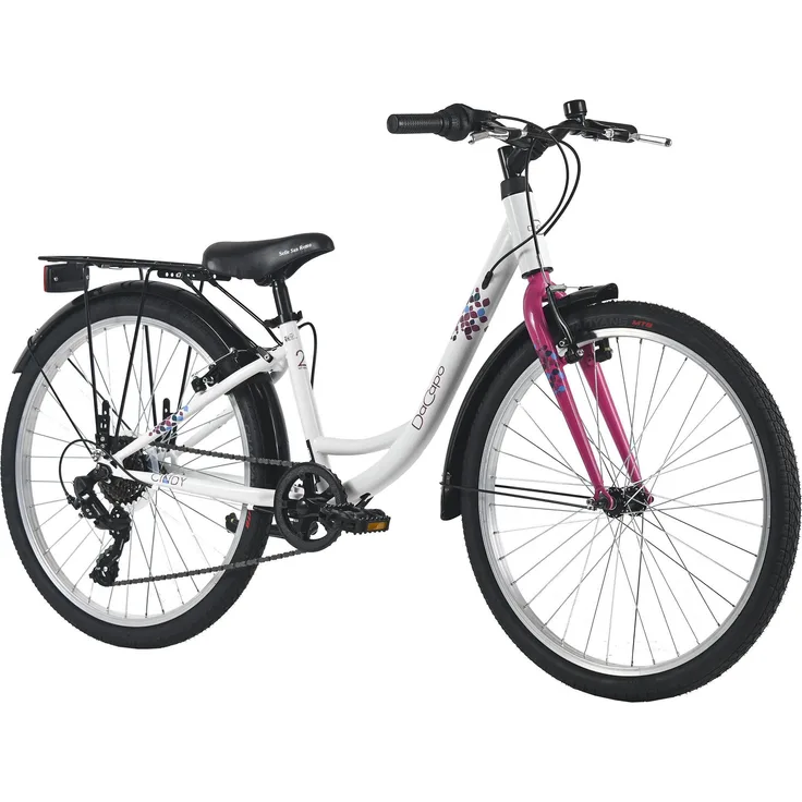 Dacapo CINDY, Kindervelo 24" mit 7-Gang SHIMANO Schaltung, V-Brakes, Schutzbleche und Gepäckträger für Körpergrößen 130-150 cm