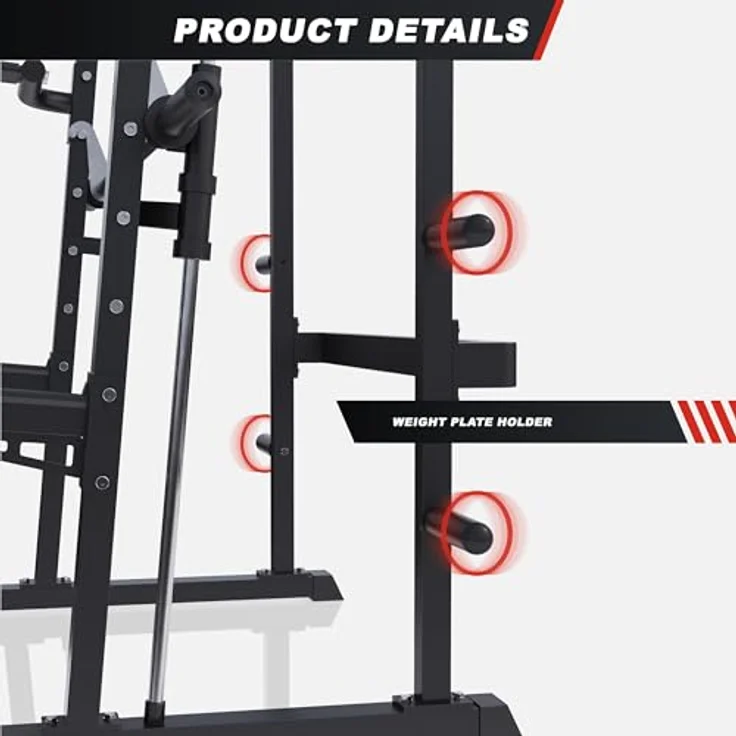 GORILLA SPORTS® Half Rack Smith Machine - Schwarzes Squat Rack mit Klimmzugstange, für 30/50mm Hantelscheiben, Maximale Belastbarkeit 300 kg – Bild 8