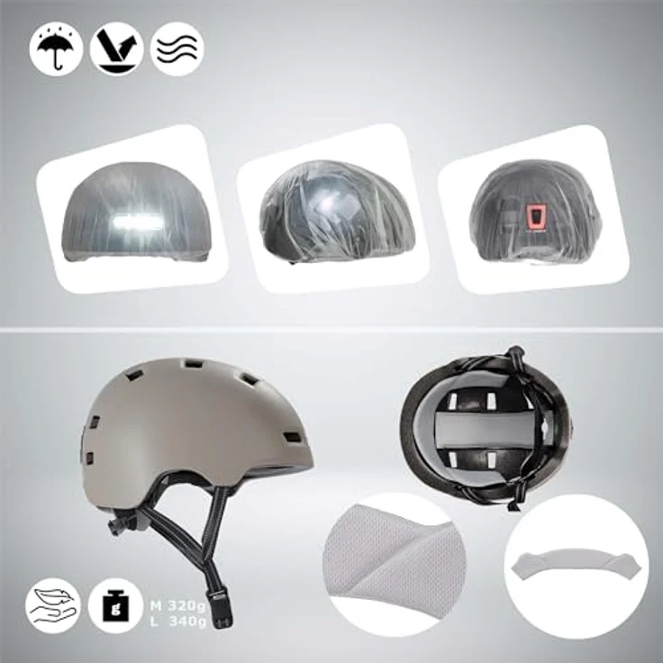 Crazy Safety Velohelm Matt Sand, Fahrradhelm für 57-61 cm mit Belüftung und verstellbarem Gurt – Bild 8
