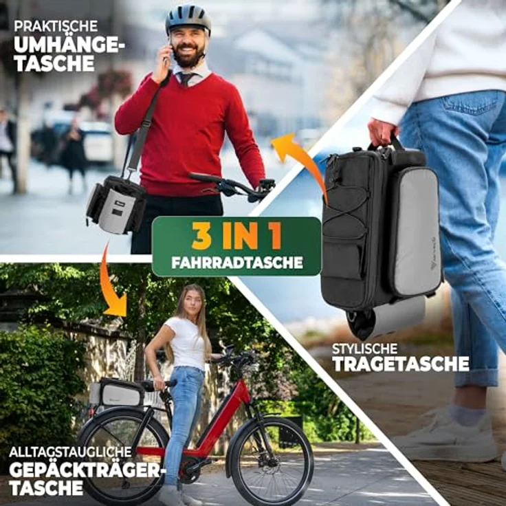 MIVELO Fahrradtasche für Gepäckträger, erweiterbar auf 20L, wasserabweisend und vollreflektierend, Umhängetasche – Bild 2