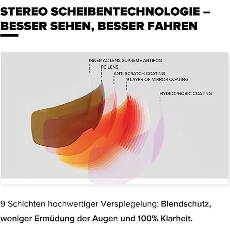 ATOMIC SAVOR STEREO Skibrille, Over The Glasses-kompatibel, schwarze zylindrische Doppelscheibe, klare Sicht & Blendschutz, Live Fit Rahmen mit Tri-Layer Schaum – Bild 3