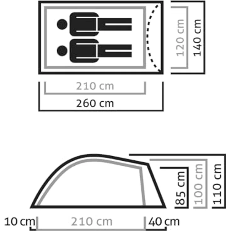 Salewa Litetrek II-Zelt, leichtes 2-Personenzelt mit 3000mm Wassersäule, grau – Bild 4