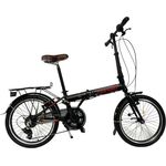 Toys Store GmbH 20 Zoll Alu Faltrad Klapprad Shimano 7 Gang-Schaltung Camping Rad Klappfahrrad (Schwarz-Rot) mit Quick-Fold-System, LED-Licht und V-Bremsen