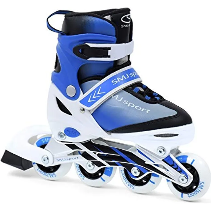 SMJ Kinder Inliner Inlineskates Größenverstellbar | 82A Rollen | ABEC7 Carbon Kugellager | Einstellbare Fitness Skates für Kinder | Blau (S (30-33))