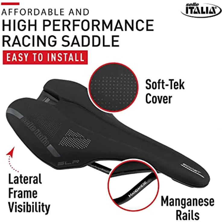 Selle Italia SLR Boost TM Sattel schwarz, Gelschaum-Fahrradsattelbezug für Indoor-Spinning und Outdoor-Touren – Bild 4