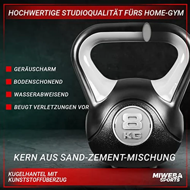 Miweba Sports Kettlebell KB200 | 4.0-12.0 Kg Gewichte - Kugelhantel - Kugelgewicht - Schwunghantel - Kettlebells - Hanteln - Hantel für Indoor & Outdoor - Krafttraining - Bodenschonend (6.0 kg) – Bild 3