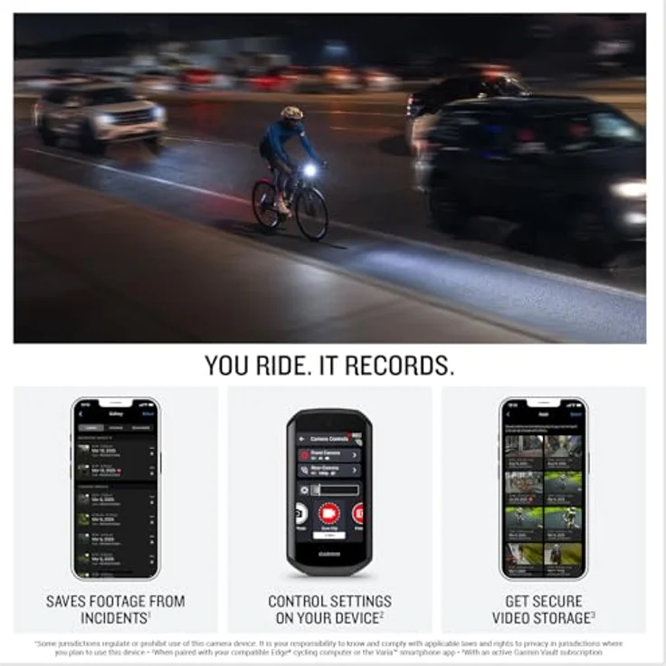 Garmin Varia Vue Scheinwerferkamera, 4K-Videoaufnahme, 600 Lumen, automatische Helligkeitsregelung, Vorfallerkennung, Seitenbeleuchtung – Bild 4