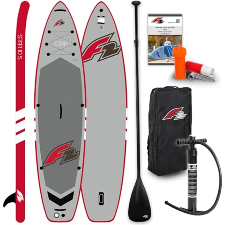 F2 SUP Stand Up Paddle Board Star 320cm 10,5 Grau, stabiles Allround-Board mit rutschfestem EVA-Deckpad und umfangreichem Zubehörset – Bild 1