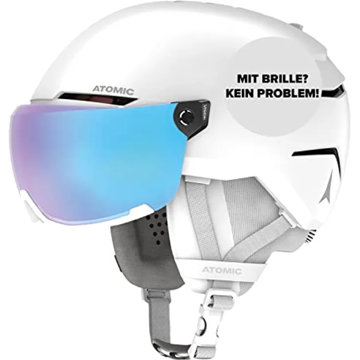 Salomon Atomic Savor Visor Stereo Skihelm mit Visier - White Heather - Größe S (51-55) - Maximale Stoßdämpfung - Active Aircon Belüftungssystem - Hochwertige Verspiegelung
