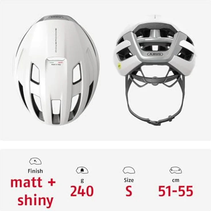 ABUS Rennradhelm PowerDome MIPS, leichter Fahrradhelm mit Belüftungssystem und Aufprallschutz, Polar Weiß, Größe S, für Damen und Herren – Bild 3
