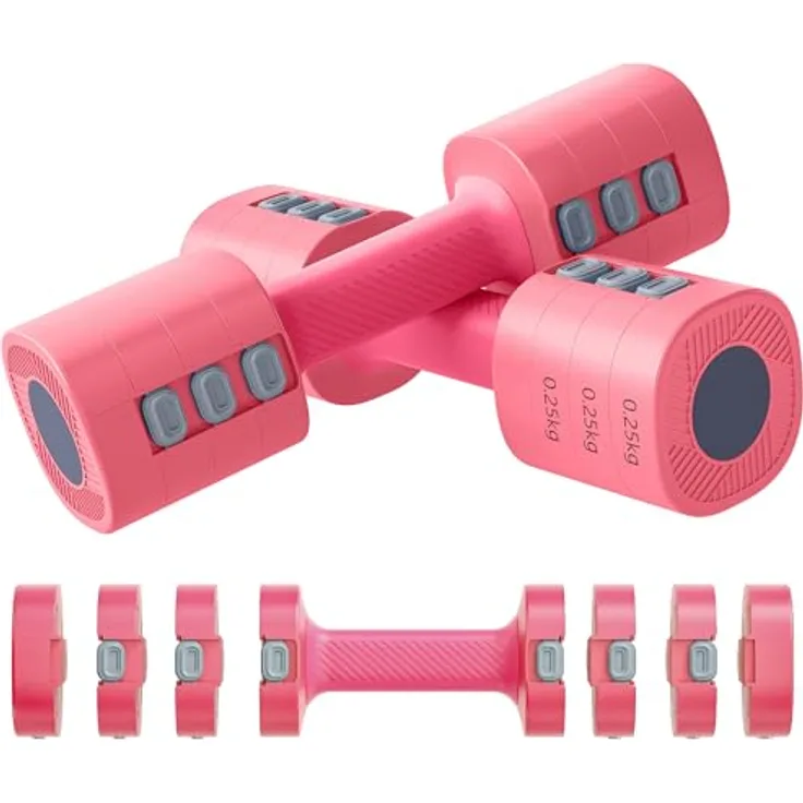 SPORTNOW 4-in-1 Verstellbare Hanteln, Kurzhantelset aus Metall mit rutschfestem Griff, 1-2,5 kg pro Hantel, quadratische Form, für Zuhause und Fitnessstudio