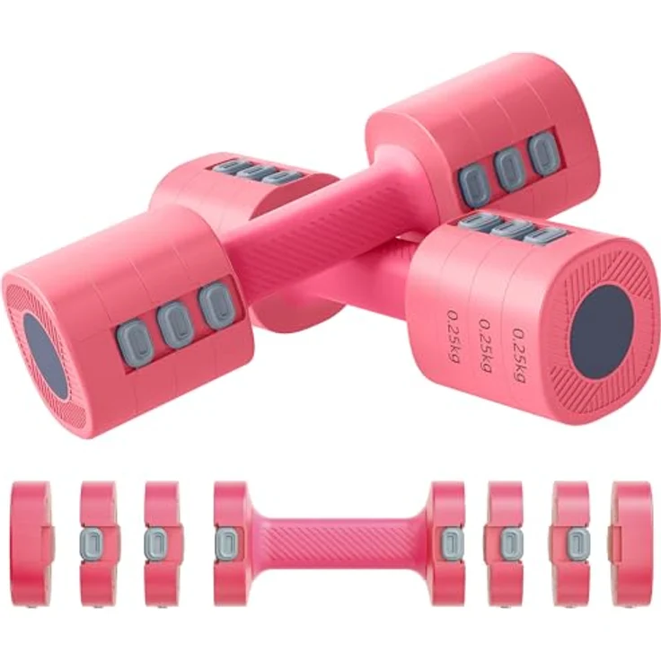 SPORTNOW 4-in-1 Verstellbare Hanteln, Kurzhantelset aus Metall mit rutschfestem Griff, 1-2,5 kg pro Hantel, quadratische Form, für Zuhause und Fitnessstudio – Bild 1