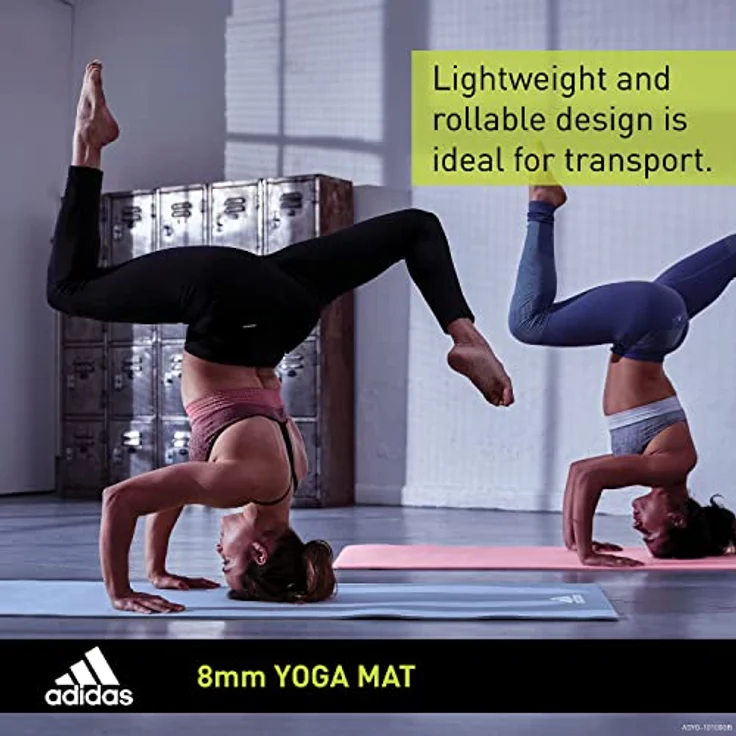 Adidas Yoga Mat - 8mm - Glow Blue, rutschfest, PVC-frei, 176 x 61 cm – Bild 4