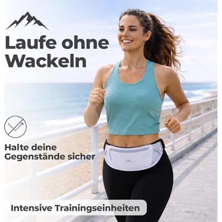 NORDRUN Laufgürtel für alle Handys, verstellbar und wasserdicht, mit großer Kapazität, in Weiß – Bild 2