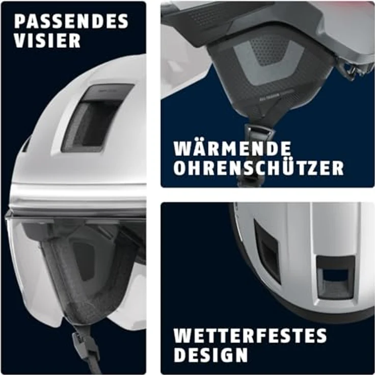 ABUS HYP-E ACE Fahrradhelm, mit Frontlicht, Rücklicht und Blinklicht, Visier und Ohrenschützern, für E-Bike und S-Pedelec, ilber, Größe S (51-55 cm) – Bild 3
