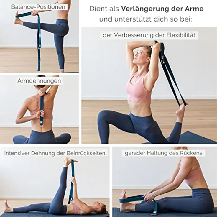 Bodhi ASANA BELT PRO Yogagurt mit Metall-Verschluss, Schiebe-Schnalle eckig, 3 m x 38 mm, Baumwolle, Yoga Hilfsmittel – Bild 6