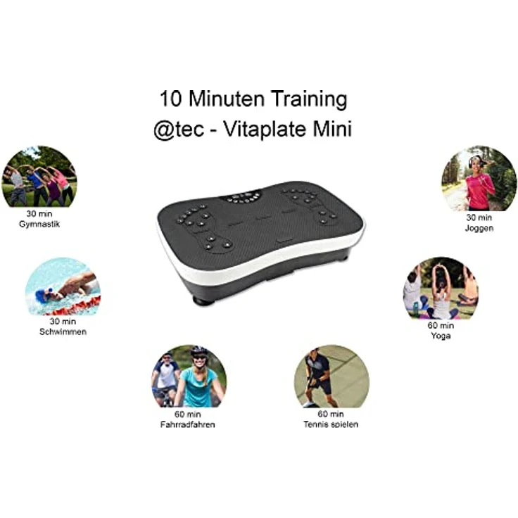 @tec Vitaplate Mini Vibrationsplatte mit 99 Trainingsstufen, Display & Fernbedienung, Rüttelplatte für Bauch Beine Po Vibrationstrainer, Fett-Verbrenner – Bild 5