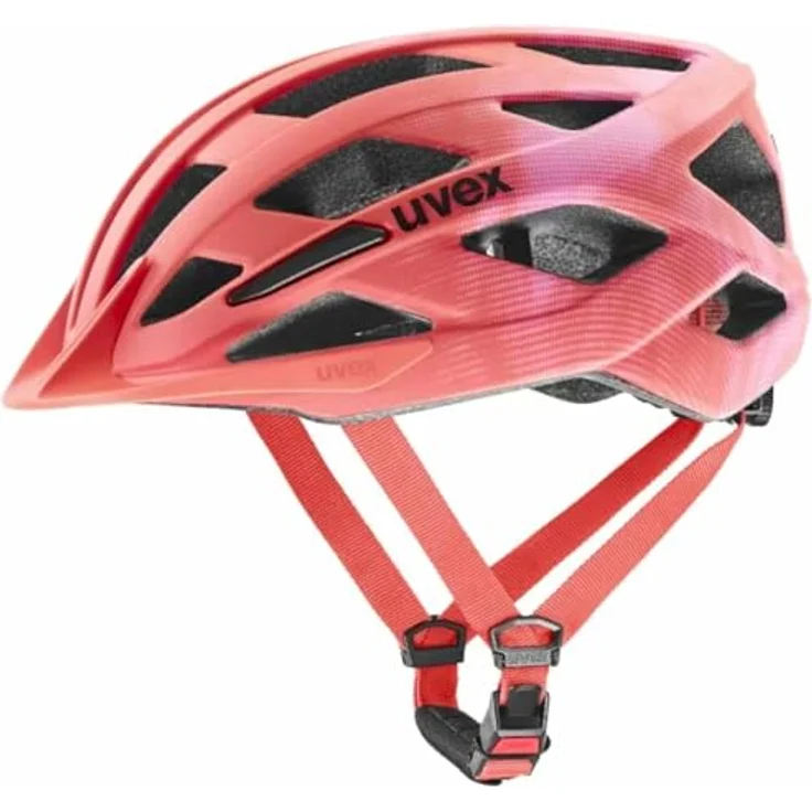 Uvex Air Wing 2 CC, leichter Fahrradhelm mit integrierter Sonnenblende, coral-strawberry matt, Größe 52-57 cm – Bild 1