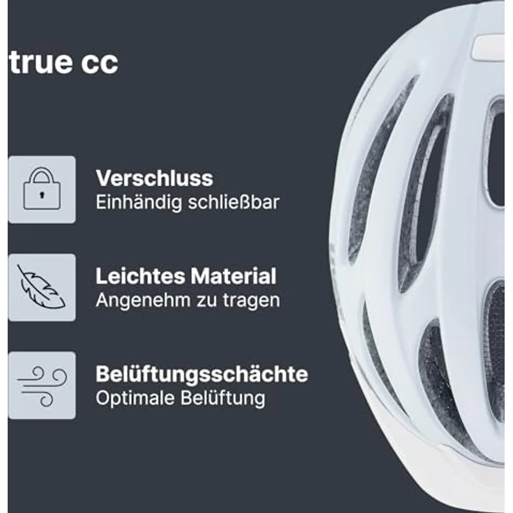 Uvex Sports true cc, Velohelm für 55 - 58 cm, moderne matte Oberfläche in cloud-white, 17 Belüftungsöffnungen, integriertes Fliegengitter und Sonnenblende – Bild 2