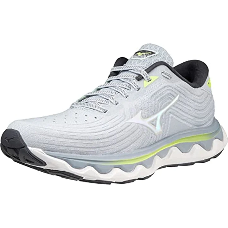 Mizuno Wave Horizon 6 Laufschuhe Damen, weich gedämpft mit MIZUNO ENERZY, Farbe Heather/Wht/NeoLime – Bild 3