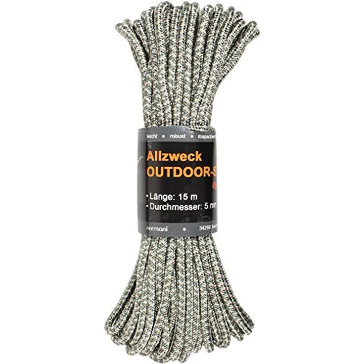 normani Stabiles Polypropylen-Seil, belastbar bis 250 kg, 5mm/15m, abriebfest und wasserabweisend, ideal für Camping und Outdoor – Bild 1