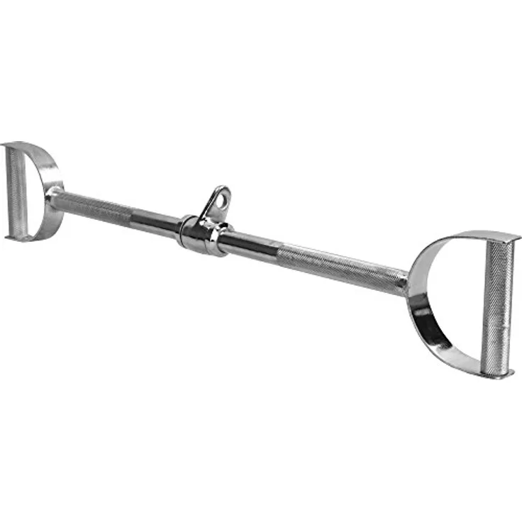 GORILLA SPORTS® Latzugstange - Hufgriff, mit Drehgelenk, 76 cm Lang, bis 200 kg Belastbar, gerändelt, aus Chrom - Trizepsstange, Gerade Stange, Kabelzuggriff, Bizeps Trizeps Stange, Krafttraining
