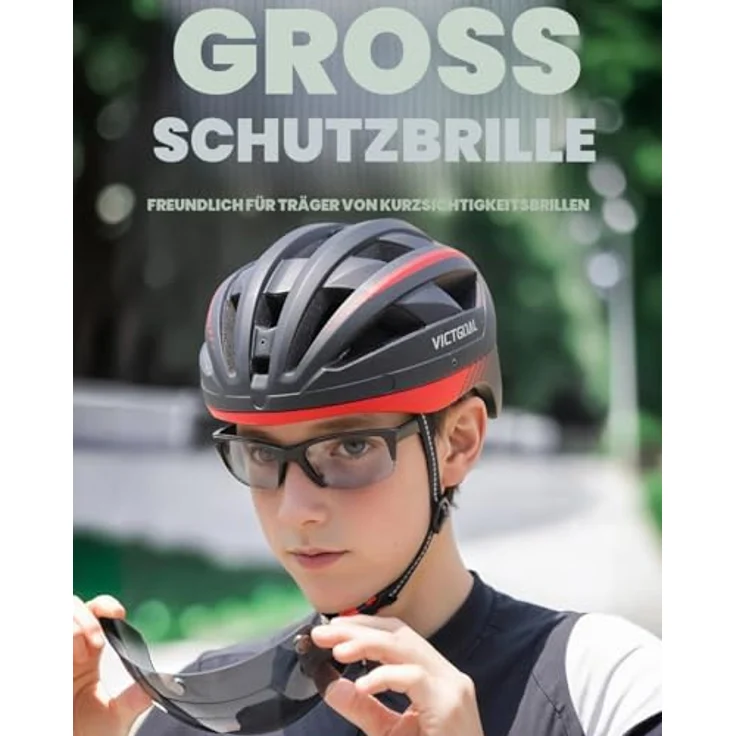 Victgoal VICTGOAL Fahrradhelm MTB, abnehmbare magnetische Schutzbrille, atmungsaktiv mit 21 Belüftungskanälen, Einstellbar (M: 54-58cm, Weiß) – Bild 5
