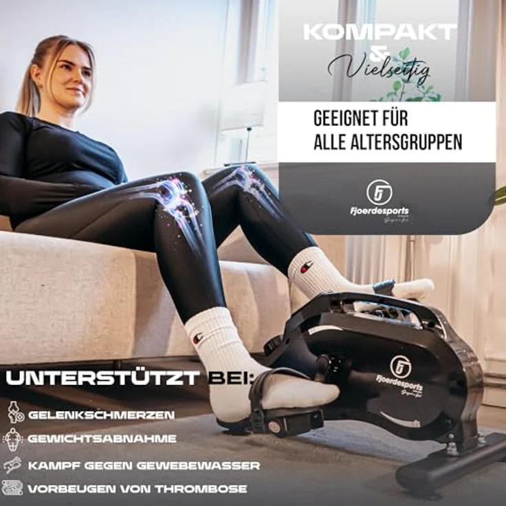 Fjoerdesports Professioneller Arm- und Beintrainer | extra leise & gelenkschonend inkl. Befestigungsgurt | extrem leise und rutschfest | Heimtrainer | Seniorentrainer – Bild 4
