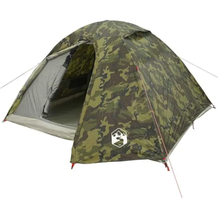 vidaXL Kuppelzelt 4 Personen, Camouflage, wasserdichtes Outdoor Zelt mit Belüftung und E-Anschluss – Bild 1