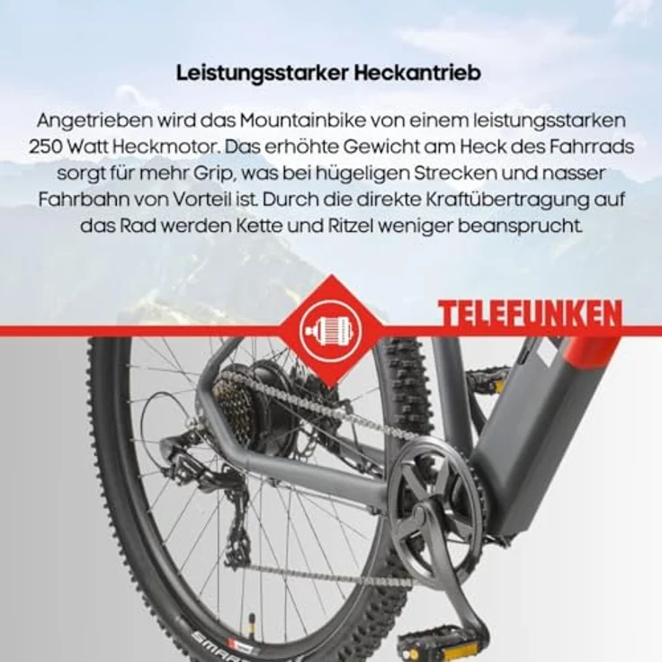 Telefunken E-Bike Aufsteiger M919, 29 Zoll E-MTB mit 7 Gang Shimano Tourney Schaltwerk, Heckmotor und 468 Wh Akku – Bild 10
