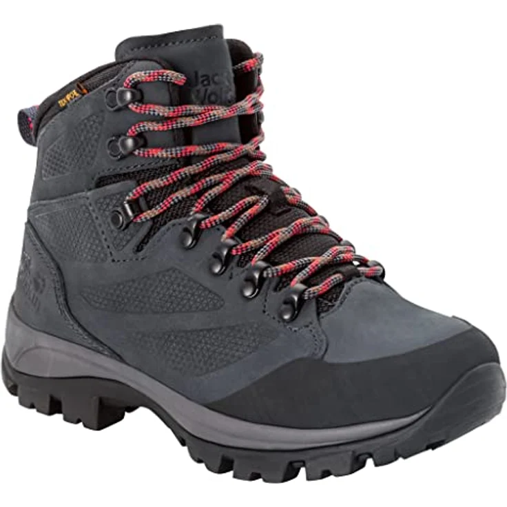 Jack Wolfskin REBELLION TEXAPORE MID W, Trekkingschuh aus robustem Nubukleder, wasserdicht und atmungsaktiv, mit VIBRAM-Außensohle, Schwarz – Bild 4