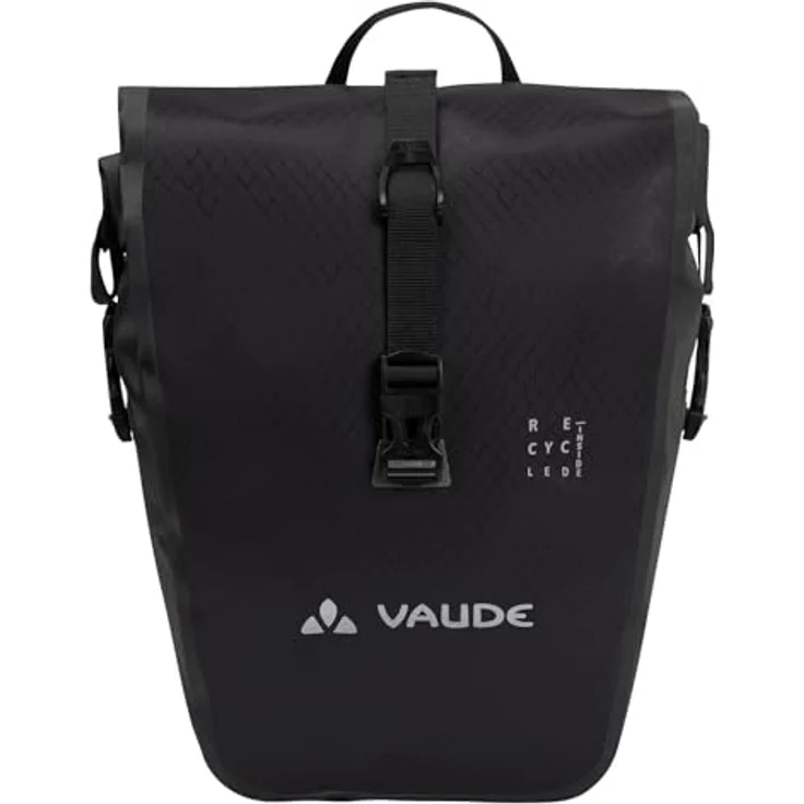 Vaude Velotasche, 28 l Gepäckträgertasche mit wasserdichtem Wickelverschluss, QMR 2.0 Befestigungssystem und Reflexlogo, schwarz – Bild 4