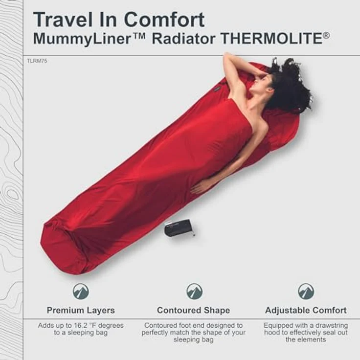 Cocoon MummyLiner Thermolite Radiator, Schlafsack (220 cm) mit hoher Wärmeleistung, mumienförmig, leicht und kompakt, für warme und tropische Klimazonen – Bild 2