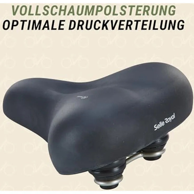 Selle Royal Touren-City-Sattel, Fahrradsattel mit Vollschaumpolsterung und Gelfüllung, Elastomerdämpfung, Lederstruktur, Schwarz – Bild 4