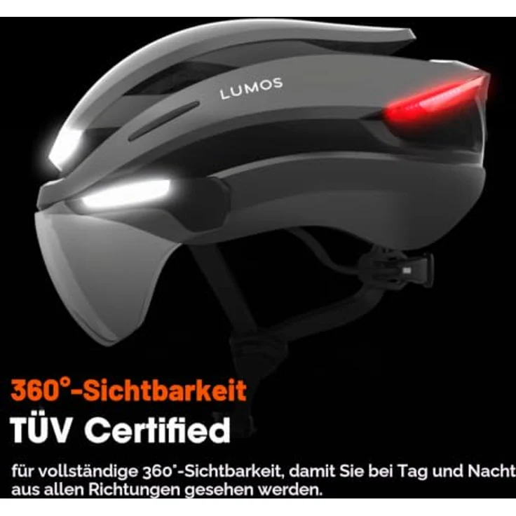 Lumen Labs Lumos Ultra E-Bike Helm, Gunmetal Grey M/L mit COB-LED-Beleuchtung, Belüftungssystem und Full-Circle-Fit-System – Bild 3