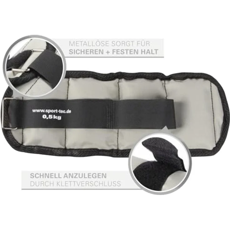 Sport-Tec Gewichtsmanschetten 0,5 kg, Paar mit Klettverschluss, strapazierfähiges Nylon für Arm- und Beingewichte – Bild 3