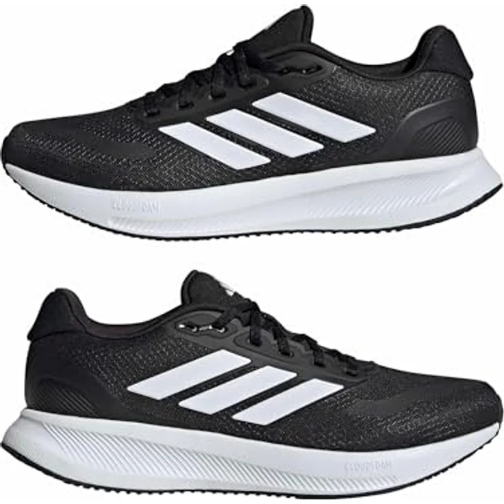 adidas Runfalcon 5, Herren Laufschuhe, atmungsaktives Mesh-Obermaterial, leichte EVA-Zwischensohle, strapazierfähige Gummiaussensohle, reflektierende Details, Core Black/Cloud White/Core Black, 47 1/3 EU (12) – Bild 7