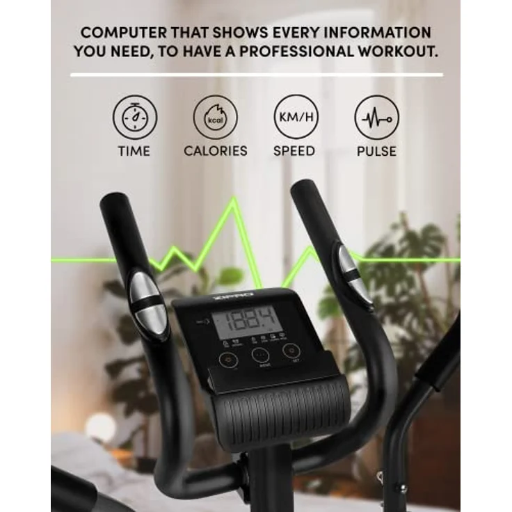 Zipro Shox RS Magnetischer Crosstrainer für Zuhause bis zu 120 kg - 8-Stufen Widerstand Ellipsentrainer Heimtrainer mit Computer misst Puls Kalorien Distanz Schnelligkeit - in Weiß – Bild 5