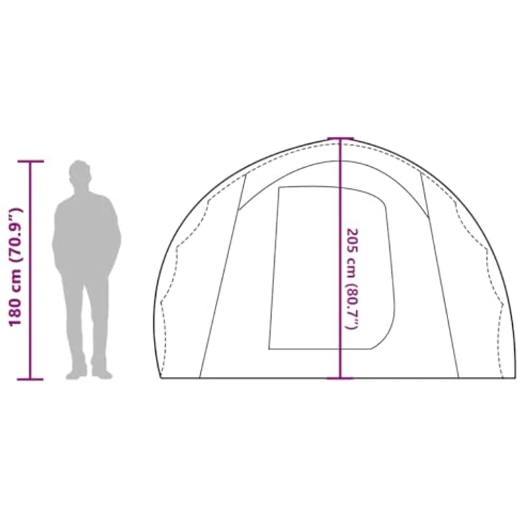 vidaXL Tunnel Familienzelt 8 Personen, Campingzelt mit Steckverbindungssystem, Wasserdicht Tunnelzelt mit E-Anschluss, Gruppenzelt, Grün 185T Polyester – Bild 3