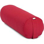 Bodhi | Yoga Bolster ECO | 100% Bio-Baumwolle | Yogarolle mit Bio Dinkelfüllung | Waschbarer Bezug | Yogakissen rund für Restoratives Yoga Übungen | Groß ca. 65 x 22 cm | Bordeaux