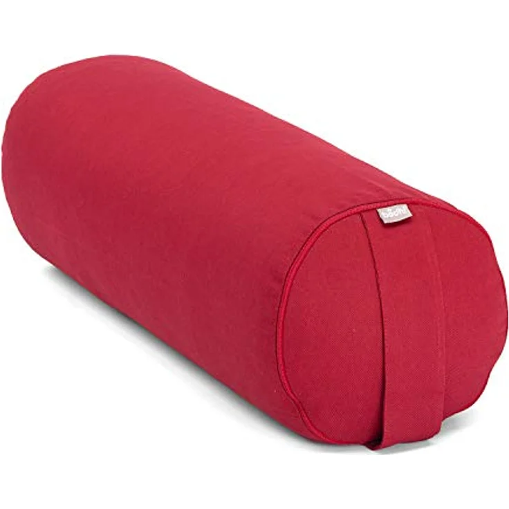 Bodhi | Yoga Bolster ECO | 100% Bio-Baumwolle | Yogarolle mit Bio Dinkelfüllung | Waschbarer Bezug | Yogakissen rund für Restoratives Yoga Übungen | Groß ca. 65 x 22 cm | Bordeaux – Bild 1