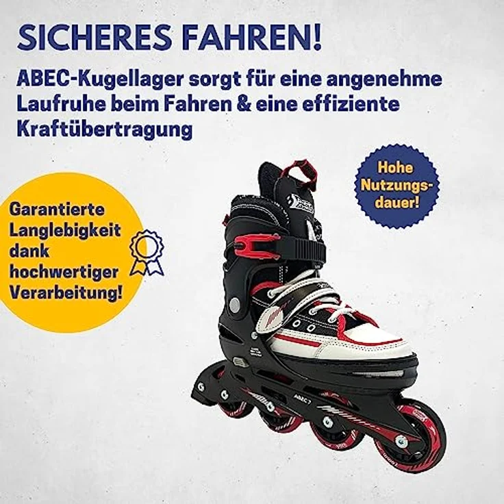 Best Sporting Inline Skates Kinder, größenverstellbare robuste Inliner mit Bremse und 4 Rollen für Jugendliche – Bild 4