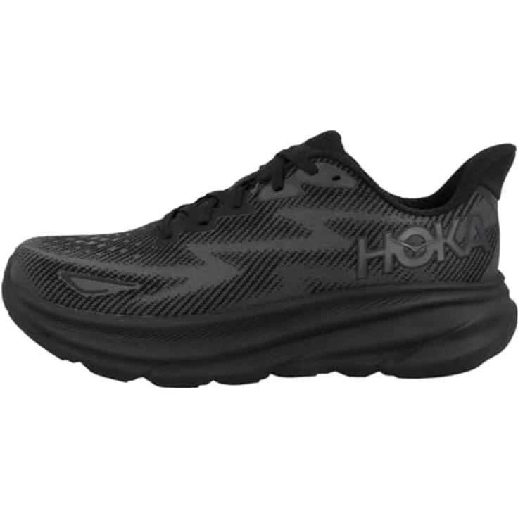 Hoka One One M Clifton 9, Laufschuh mit optimierter Dämpfung und reaktionsfreudiger EVA-Zwischensohle, Black/Black Black/Black, Größe 42.5 – Bild 1