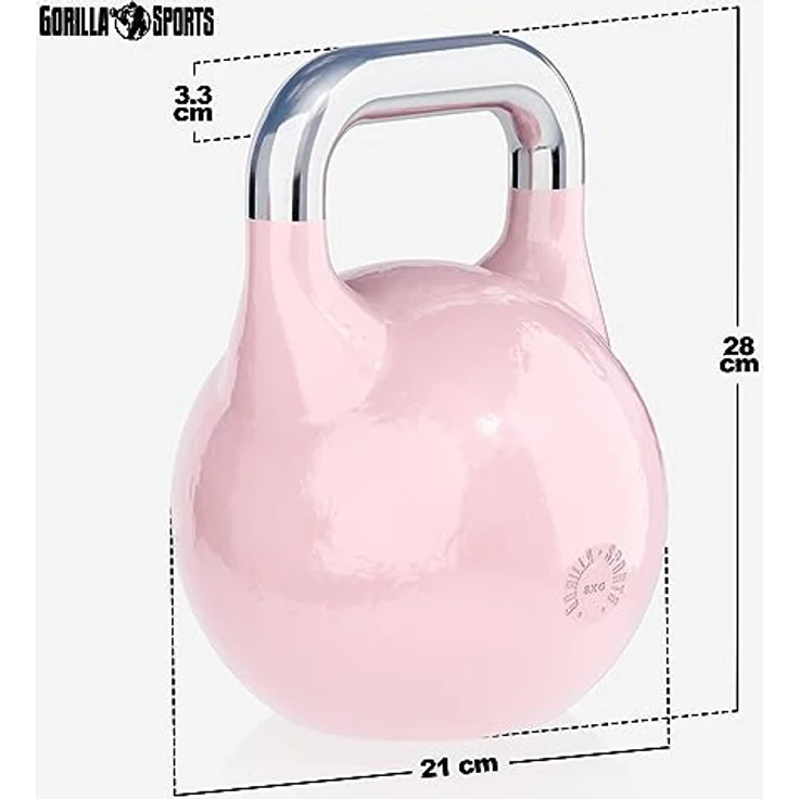 GORILLA SPORTS® Kettlebell Competition - Wettkampf Kugelhantel aus Massivstahlguss, 8 kg bis 40 kg, 9 Farben, bodenschonend – Bild 3