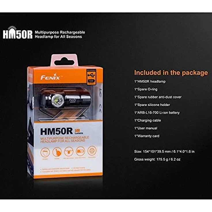 Fenix HM50R LED Stirnlampe – Schwarz, Blau, Aluminium, Micro-USB wiederaufladbar, IP68, 2 m, 1 m – Bild 2