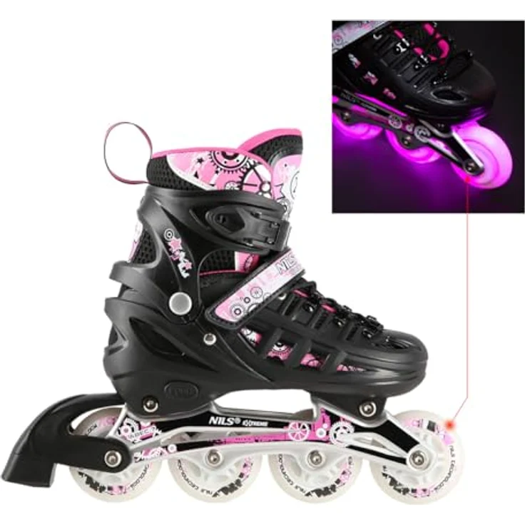Nils Extreme Inliner Verstellbar 4in1 Rollschuhe Schlittschuhe LED 35-38, für Mädchen Damen Kinder Blades Quad Skates Inlineskates, 4-fach größenverstellbar – Bild 7