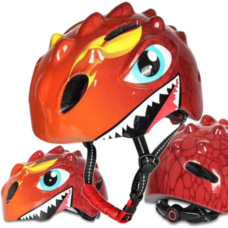 Wozinsky HT-006N, Leichtgewicht-Kinderfahrradhelm Größe S 50–54 cm, 360° System, rot